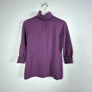 Classiques Entier Atelier Womens Purple Wool Cashmere Knit Turtleneck Top Medium